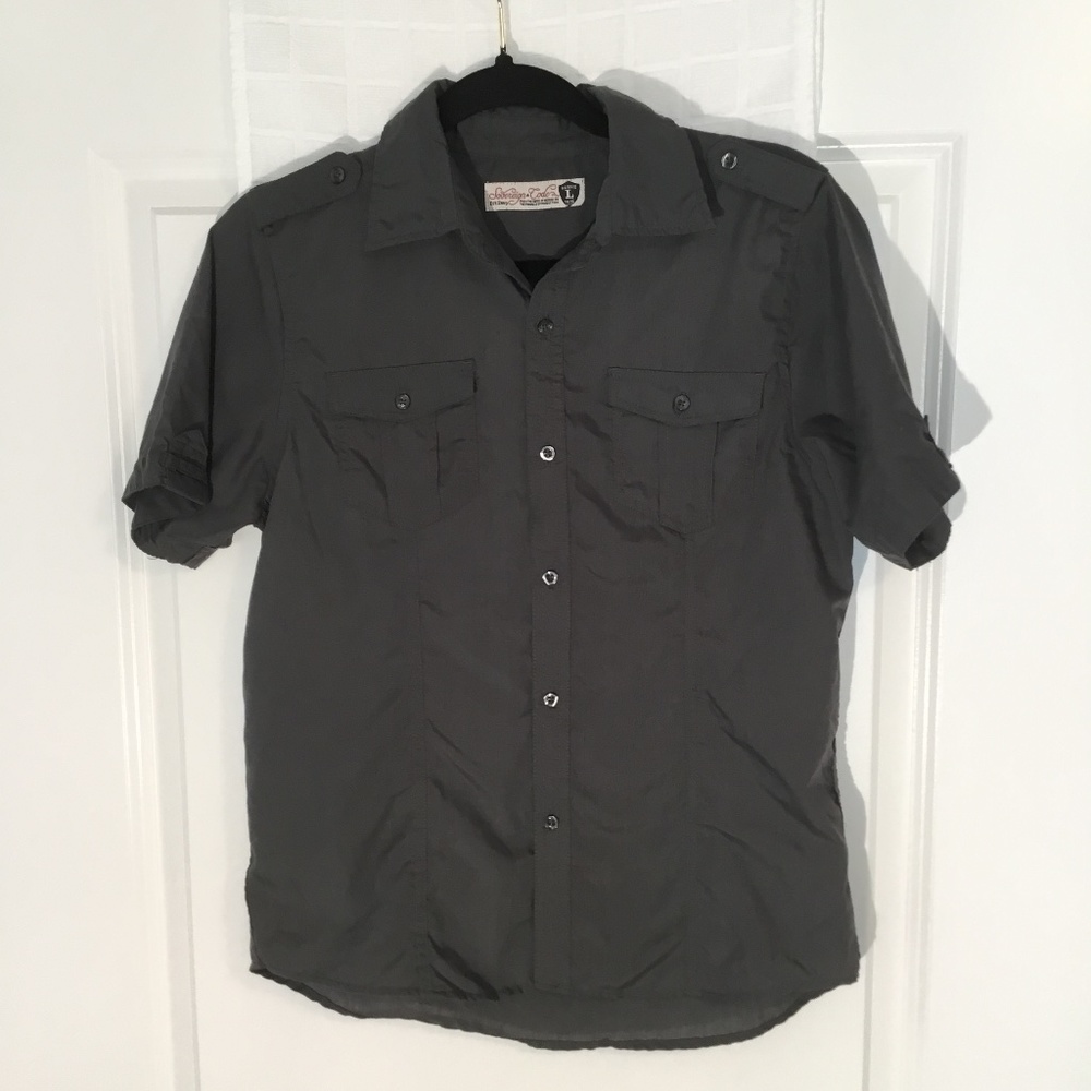 Sovereign Codes Boys Button Down Shirt Dark Gray Size L